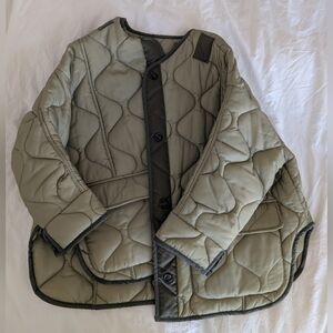 The Frankie Shop Teddy Quilted Jacket Olive Green XS/S